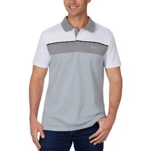Calvin Klein Men's Colorblock Performance Polo Shirt White Grey N0782